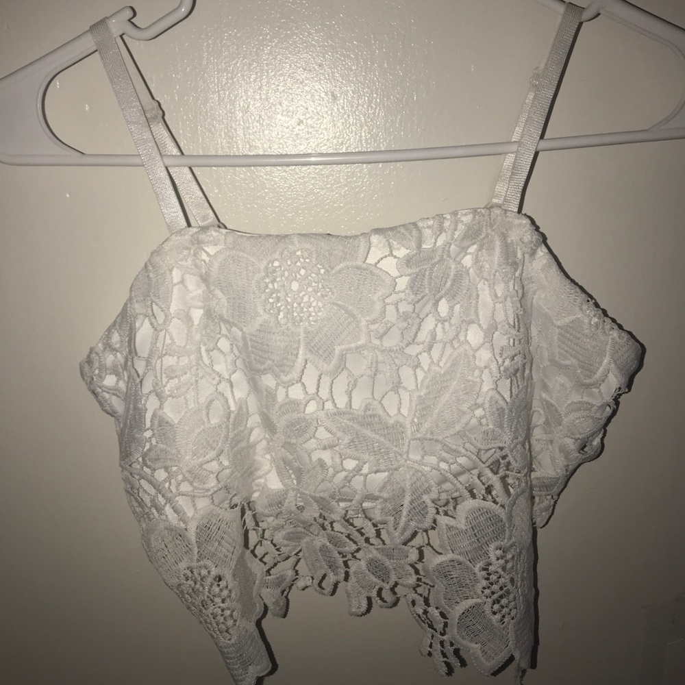 NEW white lace gold zip up top!